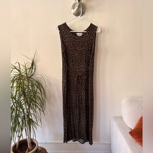 Vintage White Stag Brown Printed Sleeveless Maxi Dress Size Medium